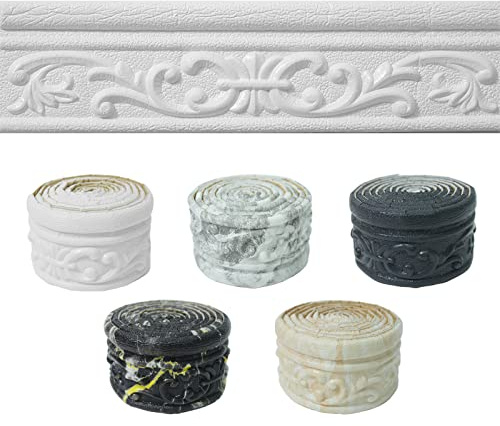 WAPANE 90 x 3.1 Peel Stick Foam Molding Trim Self Adhesive, Crown Molding Wallpaper Border Flexible, 3D Wall Edging Lines Foam Baseboard, Wall Base Moulding Trim for Home, Hotel DIY Decoration
