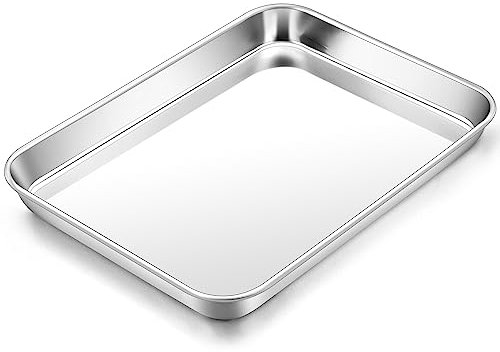 Backblech, HaWare Edelstahl Mini Kuchenblech Ofenblech, Rechteckig Fettpfanne Backofen für Backen Kochen Servieren, 23,7x17,7x2,5cm, Ungiftig & Gesund, Leicht zu Reinigen & Spülmaschinenfest
