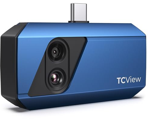 TOPDON TC001 Plus Wärmebildkamera Android, 512x384 TISR-Auflösung mit Visueller Kamera, –20°C~550°C Temperaturbereich, 25Hz Bildfrequenz, Dual-Objektiv Wärmebildkameras für Smartphone,Tablet und PC