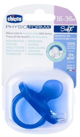 Chicco Physioforma Soft Silicone Dummy 16-36 Mn Blue with Sterilising Carry Bag