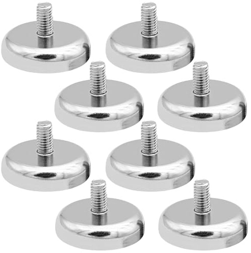 8 imanes de neodimio de 32 mm de diámetro con rosca M6, 36 kg de fuerza de sujeción, imanes redondos de neodimio con rosca, imanes extra fuertes para tornillos o ganchos