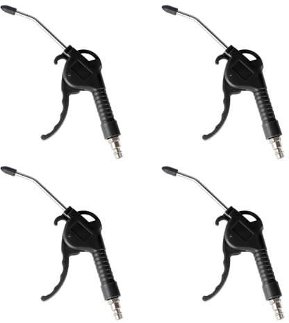 EXLECO 4 X Druckluftpistole Ausblaspistole Druckluft 95mm Blasrohr Luftdruckpistole Kompressor Luftpistole mit 1/4 Anschluss Luftblaspistole Kunststoffgehäuse Blaspistole max. 8 bar Schwarz