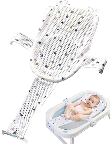 TOZBLEU Asientos para el baño para bebés,1pcs Cojín de baño para bebé,Ajustable Red de Soporte,Red de Baño para bebés,Red Antideslizante para Recién Nacidos,Asiento Hamaca Bañera Bebé para 0-36 meses