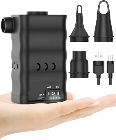Dr.meter Portable Air Pump for Inflatables, 6000mAh Rechargeable Air Mattress Pump, Quick-Fill Electric Air Inflator Deflator for Inflatable Pool Boat Float Raft Swimming Rings Camping Vacuum Bag