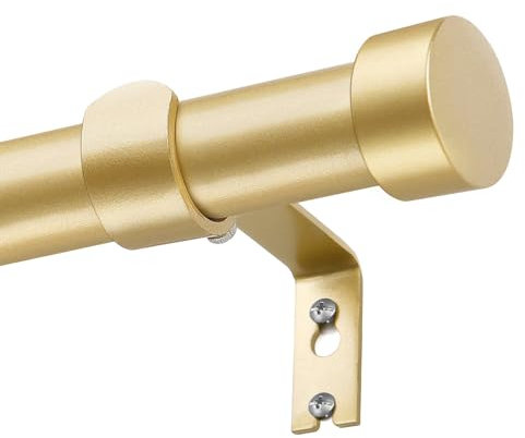 KAMANINA Barra Cortinas Dorada 80 a 148 cm, Barras Para Cortinas Extensibles Con Remates, 25 mm de Diámetro Barra de Cortina Juego Ajustable, Decorativa Palos Cortina Para Dormitorio y Salon