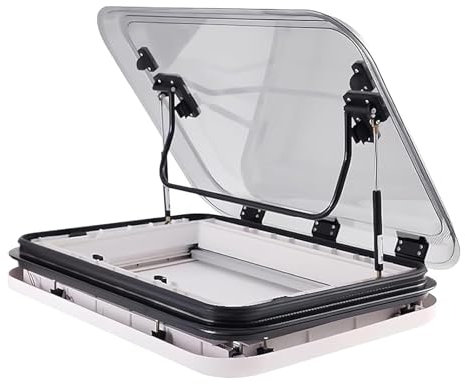 ZEEKYFOR Fenêtre de Toit pour Camping-Car, Trappe D'aération pour Caravane, Camping-Car, Caravane, Camping-Car, Remorque, Yacht, Bateau, Camion, avec éclairage LED,800x500mm