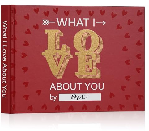 Miaikoe 'What I Love about You' bok, fyll i tomma kärleksdagboksbok för par pojkvän flickvän make fru födelsedag julklappar julstrumpa fyllare (röd)