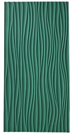 RENLXFI Pannelli Soffitto Boiserie Parete Pannelli da Parete 3D con Texture Wave Board, 1200 X 600 Piastrelle in PU Moderne, Rivestimento di Sfondo per Camera da Letto E Bagno(Green,5 Pack)