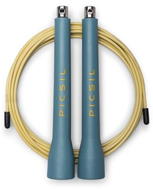 PICSIL ABS – Comba de Alta Velocidad para Saltos Dobles. Cuerda de Salto Ajustable con Rodamiento Doble y Mango Ergonómico Ligero para Entrenamiento de Intensidad y Fitness (Aqua)
