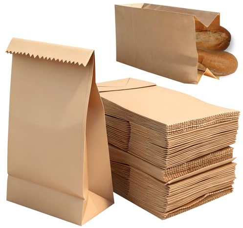 Lot de 100 sacs en papier kraft marron 18 x 9 x 5,5 cm, petits sacs à sandwich en papier kraft solide marron avec fond plat, sacs cadeaux en papier pour calendrier de l'Avent, fête, mariage