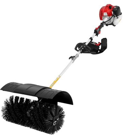 Motorkvast snöslunga bensin, 52 CC 2,3 HP sopmaskin, 2-taktsmotor, 1,7 kW, effekt 189 cm längd, handhållen snöröjare för konstgräs, gator, gårdar