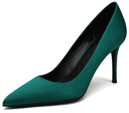 Damskor satinpumps spetssko pianoklack 8 cm gummisula slip-skor business kontor brud gästskor kvällsfest bröllop flerfärgad