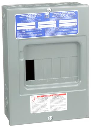 Square D by Schneider Electric Square D - HOM612L100SCP Homeline Load Center with Cover, 100-Amp Fixed Main Lugs, 1-Phase, 6-Space, 12-Circuit, Indoor
