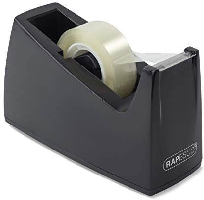 Rapesco RPTD30BK 300 Tape Dispenser for Rolls with 1 (25 mm) Core, Tape Not Included, Black