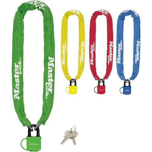 Master Lock Bike Chain Lock with Padlock, Key, 90 cm Chain, Random Color 8390EURDPROCOL - Use with Electric, Mountain, Road, Folding Bikes
