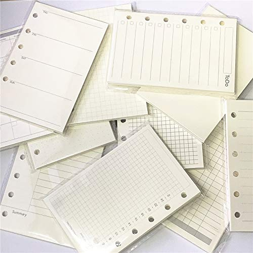 A7 Planner Inserts for 11 Packs, A7 Agenda Refill, 100 gsm Thicker Paper/4.84 x 3.23'', 45 Sheets(90 Pages) per Pack, 11 Designs Included, for 6 Holes Pocket Binder, Harphia