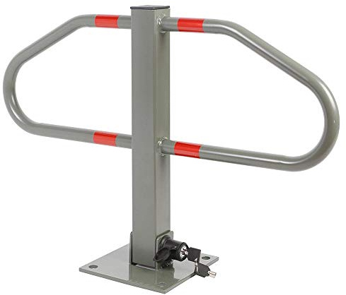 Bakaji Barriera Barra Palo Dissuasore Anti Parcheggio Auto in Acciaio Ribaltabile Pieghevole con Chiusura di Sicurezza a Chiave e Strisce Catarifrangenti Facile da Installare 47 x 18 x 70 cm