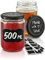 Praknu 12er-Set Einmachgläser mit Schraubdeckel 500 ml - Marmeladengläser mit Schraub-Deckel - Mit Etiketten & Stift - Luftdicht - Spülmaschinenfest - Ideal zum Verschenken