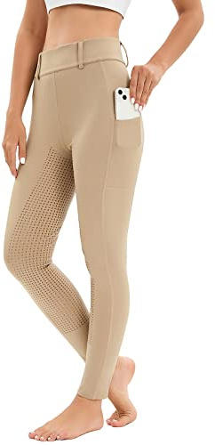 Women Horse Riding Leggings Full Seat Silicone Ladies Riding Tights Equestrian Breeches with Phone Pockets