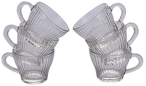 Galileo Casa Lot de 6 tasses à café en verre lignes verticales 90 ml