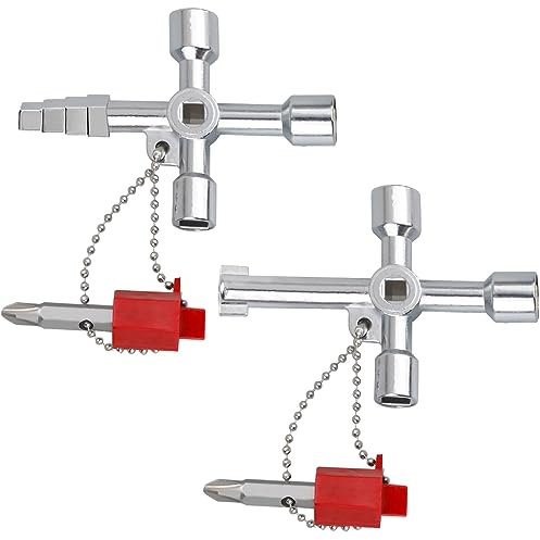 Simsky 2 Pièces Clé Universelle 4 Voies - Triangle, Poubelle, Carrée, Croix pour Ascenseurs, Armoires Électriques, Vannes