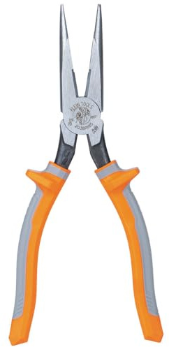 Klein Tools 2038RINS Pliers, Electrician's Insulated Long Nose Side-Cutting Pliers, 1000V Rated, Induction Hardened Knives, 8-Inch