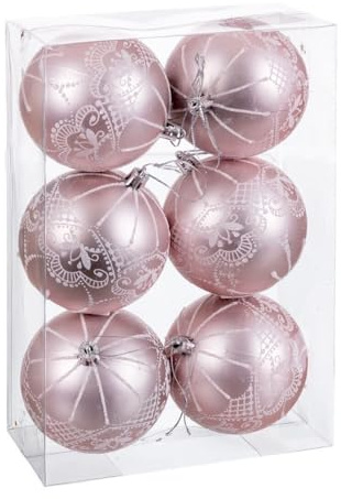 Bolas de Navidad Rosa Plástico 8 cm (6 Unidades) - Marca: BigBuy Christmas - EAN: 8445147222311
