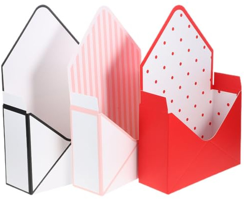 LOGOFUN 3Pcs Florist Bouquet Envelop Box Flower Arrangement Boxes Folding Flower Envelope Basket for Valentine's Day Wedding Party Mother's Day Party Presents Supplies