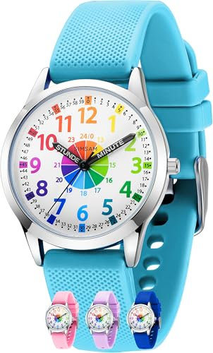 SIMSAM Kinderuhr Junge ab 6, Lernuhr Kinder Uhr ab 8, Kinderuhr Mädchen 10 Jahre, Armbanduhr Kinder Uhren für Jungs 12 Jahre, Armbanduhr Mädchen Jungen, Kids Watch, Kinderuhren (Hellblau)