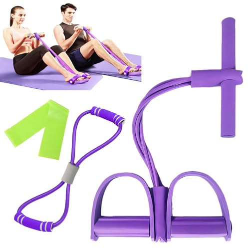 lomdung Crunches Pull Rope con Figura 8 Estrattori e Fasce Fitness, Corda Elastica in Gomma a 6 Tubi, Fasce per Esercizi Fitnes Sicure e Non Tossiche, Fascia Fitness per Allenamento Vita Gambe Addome