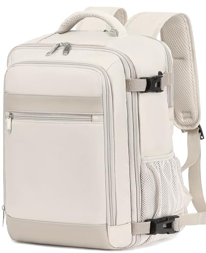 KLOSTAIN Sac à Dos Voyage Cabine Avion 45x36x20 pour Easyjet 30L Bagage Cabine Grande sous Siège Bagage à Main Homme Femme Sac à Dos pour Ordinateur Portable 15.6 Pouces Couleur Beige