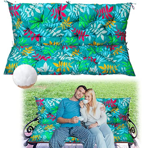 Cojines impermeables para columpio de porche o banco de jardín de 2 3 plazas, diseño de flores verdes, 60 x 40 pulgadas