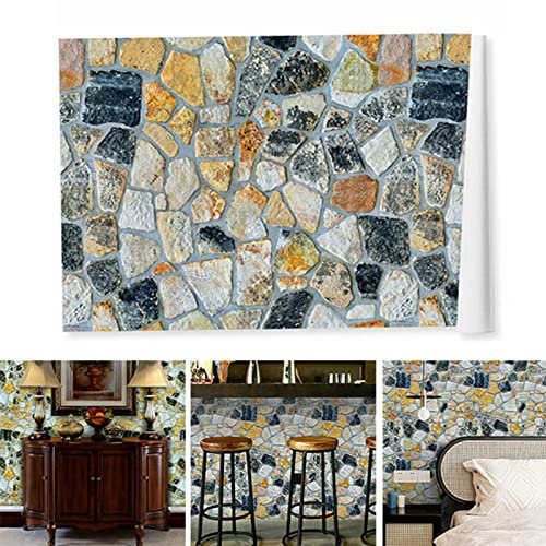 Tyenaza 45cmx10m carta da parati in pietra simulata, adesivo per pareti per grano in mattoni casa colorato di roccia, per pareti di decorazione porte finestre specchi mobili