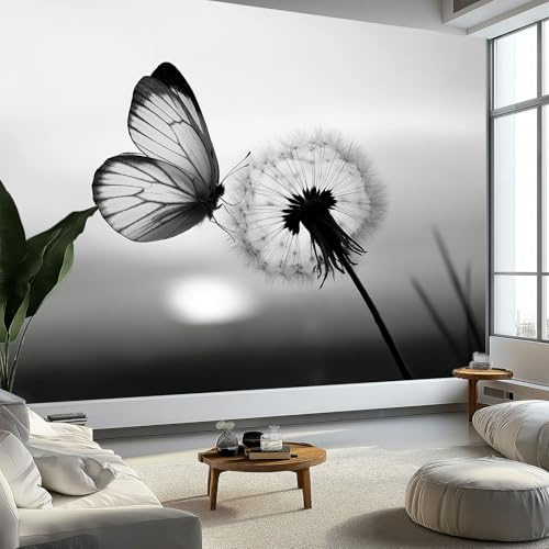 Light Gray Photo Wallpaper Wall Mural Poster, Surrealism Plants Animals Butterflies 3D Panoramic Custom Photo Wallpaper 59 x 41 inch (W x H) - for Living Room Bedroom Decoration