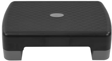 Fitvids 18 Aerobic Step Platform, Workout Stepper with Adjustable 2 Stackable Risers 3 5.5 for Home Gym Small Space, Exercise Step, Gray/Black