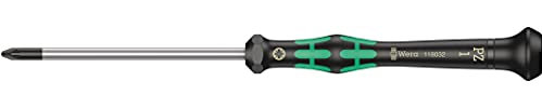 Wera 05118032001 2055 PZ Tournevis électronicien pour vis cruciformes PZ, PZ 1 x 80 mm, Noir/vert