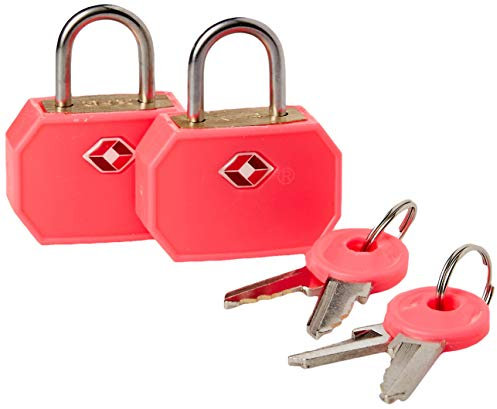 Lewis N. Clark Travel Sentry TSA Lock + Mini Padlock for Luggage Suitcase, Carry On, BackPack, Laptop Bag or Purse - Perfect for Airport, Hotel, And Gym (Includes 4 keys) - 2-Pack, Pink