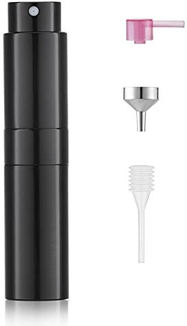 Toureal 8ml Vaporisateur Vide de Sac Rechargeable, Atomiseur Parfum, Recharge Spray Flacon de Parfum, Pulverisateur Voyage (Noir Brillant)