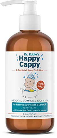 Happy Cappy Dr. Eddie’s Medicated Shampoo for Children, Treats Dandruff and Seborrheic Dermatitis, No Fragrance, Stops Flakes and Redness on Sensitive Scalps and Skin, 8 oz