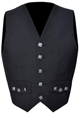 Allsafe Traders Scottish Black Argyle 5 Buttons Kilt Waistcoat/Vest (US, Numeric, 48, Regular, Regular)