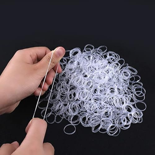 Clear Hair Elastics, Small Elastic Bands for Hair, Mini Rubber Bands, Tiny Hair Ties, Invisible Hair Bands for Girls, Women, Braiding, Kids and Baby, Thin Plastic Bobbles, No Damage 500 Pack