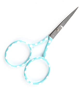 The Quilted Bear Polka Dot Embroidery Scissors - Small Sharp 3.5 Blades for use as Embroidery, Cross Stitch, School, Applique or Nail Scissors with Your Choice of Two Colours (Duck Egg Blue)