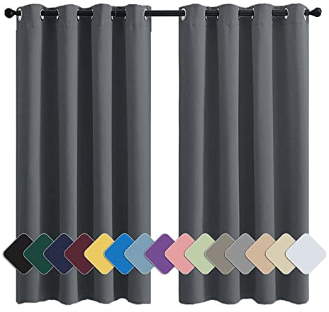 MENGH Gardiner ogenomskinlig gardin sovrum öljetter termiska gardiner köldskydd (24 färger, 82 storlekar) grå 1 st 90 x 100 cm (H x B):