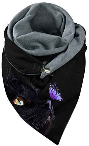 Générique Écharpe Triangle Femme Hiver Chaud Élégant Imprimé Chic Châle Vintage Scarf écharpe Polaire Femme Polaire Scarf Femmes éCharpe Boucle Double Couche ÉCharpe (D04, One Size)