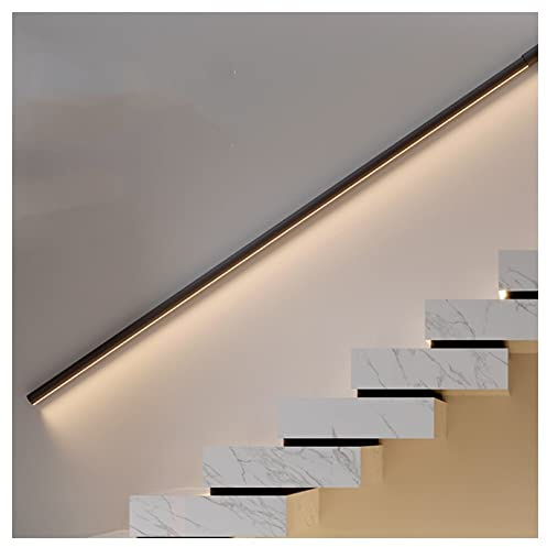 LED Aluminum Handrail - Lighted Handrail = Wall Mounted Staircase Handrail - Hand Railing for Indoor Stairs - Safety Grab Handle (Color : Black, Size : 59/1.5m)