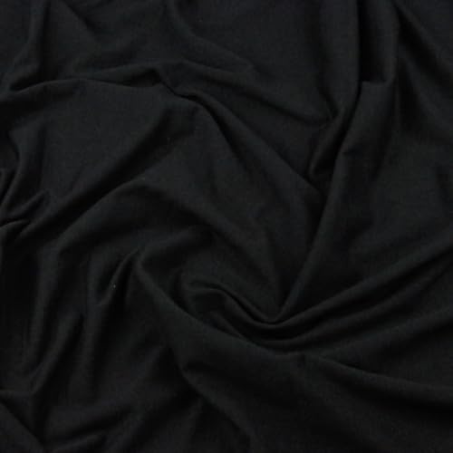 Textrend, tessuto jersey a metraggio, 100% cotone, morbido, tessuti per cucito, tinta unita, patchwork, stoffa 1x1,75m, 140g/m2, craftina, metro (Schwarz)