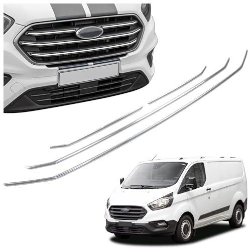 CHROMEMASTER | Compatible con Ford Transit Custom 2018-2023 | Molduras del Radiador Delantero; Rejillas para el Coche; Acero inoxidable Pulido | Nuevo, Atractivo Aspecto del Vehículo