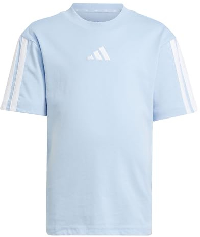 adidas Unisex Kids Essentials 3 Stripes Sleeve T-Shirt, Glow Blue/White, 4-5 Years