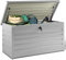 IDMarket - Caja de almacenamiento de metal con cerradura para jardín, 350 L, 120 x 62,5 x 63 cm, color gris claro