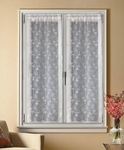 mauro 2 Voilages,Vitrage prêt-à - Poser - Rideaux de vitrage - Semi-Transparents brodés - Largeur 45-70-90 - Longueur personnalisée - 2 * 45x150 cm